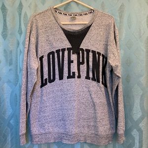 Pink Victoria’s Secret gray/black long sleeve top, size medium,